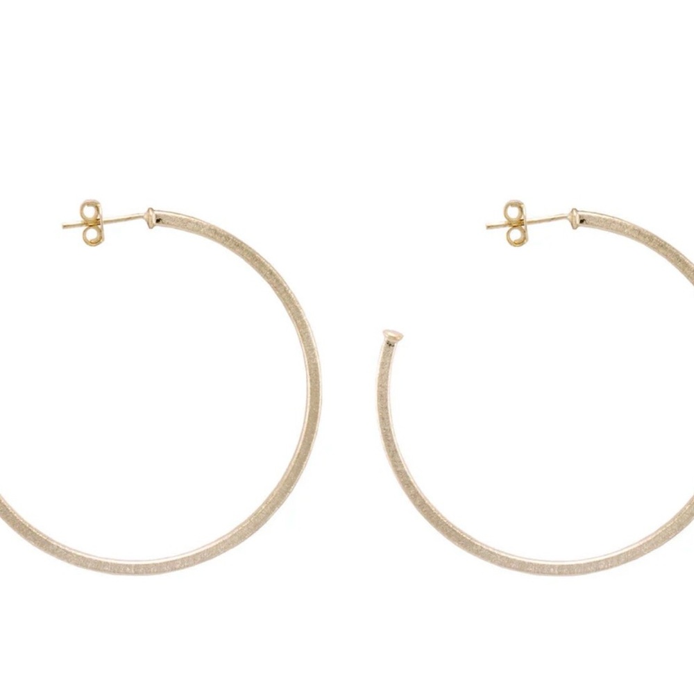 Gold Textured Hoop Earrings - Women's Jewelry